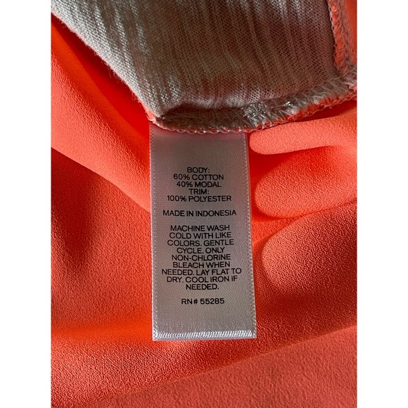 Womens Express Two Toned Oatmeal Neon‎ Orange Colorblock Soft Blouse Top M - Picture 6 of 6